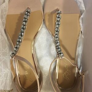Jewel Badgley Mischka Pink Sandals with Rhinestone Detail